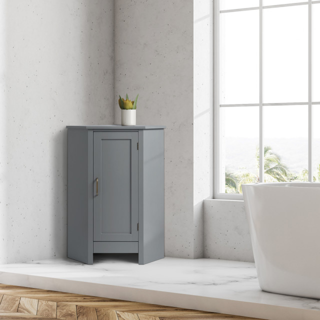 Wooden Bathroom Corner Cabinet Grey Mercer - Transitional - Bathroom ...