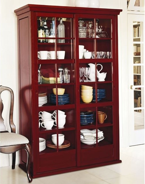 Garrett Glass Cabinet, Ming Red - Contemporary - by Pottery Barn