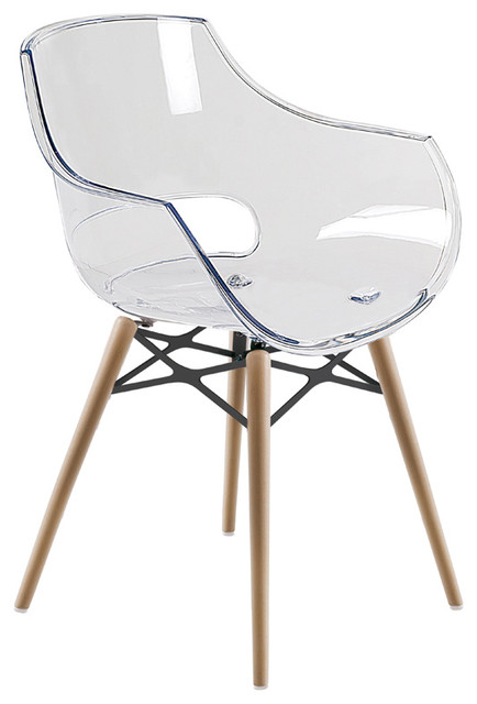 PAPATYA OPAL WOX ARMCHAIR, Clear W/ Natural Beech Frame