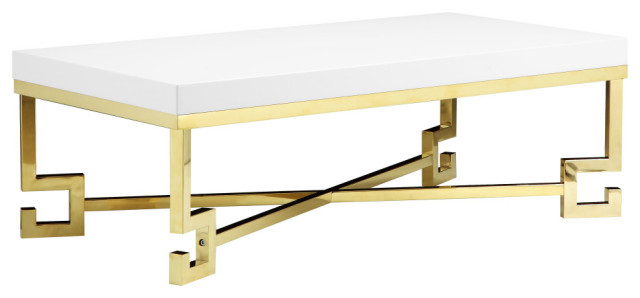 Sophia Coffee Table, White Lacquer and Gold