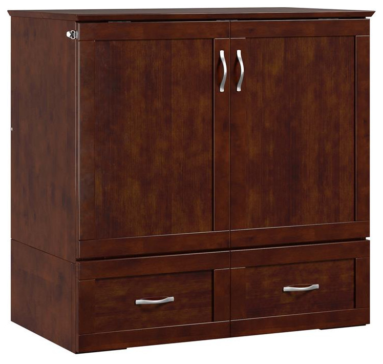 AFI Hamilton Wood Twin Extra Long Murphy Bed Chest in Walnut