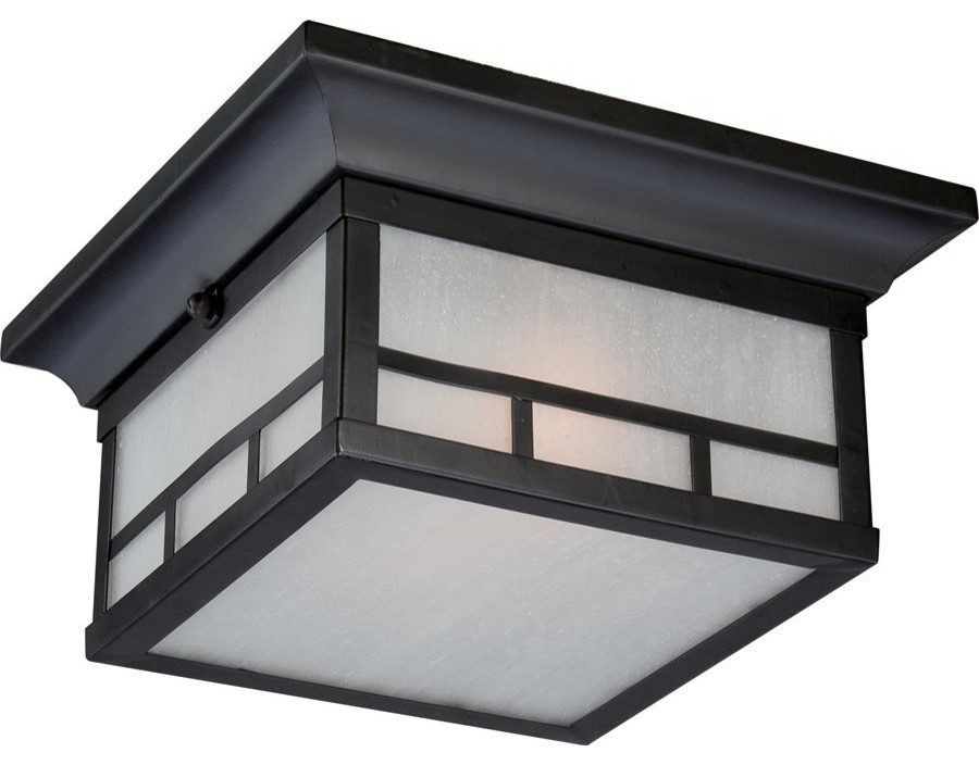 Nuvo Drexel 2-Light Outdoor Flush Mount With Frosted Glass, Stone Black, 60-5606