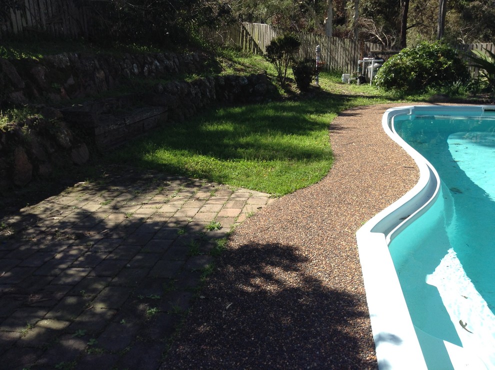 Paving around pebblecrete pool area Houzz AU