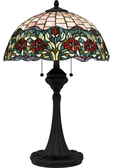 Tiffany 3-Light Table Lamp, Matte Black