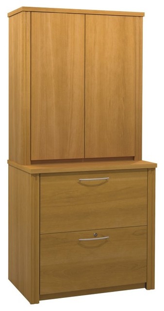 Bestar Embassy 30 in. Cabinet & Lateral File - Cappuccino Cherry - 60870-68