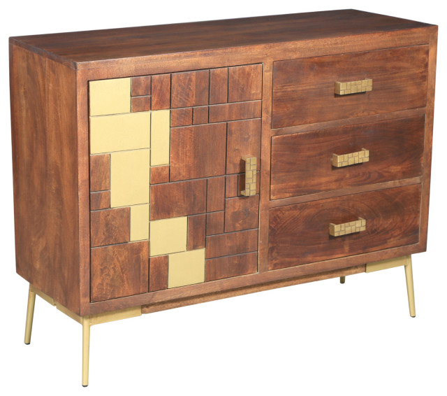 Nuna Mango Wood Bathroom Linen With 1 Door/3 Drawers