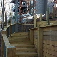 Lake House exterior stairs landscaping
