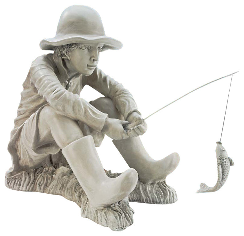 Gone Fishing Fisherman Statue Traditional Garden Statues And Yard