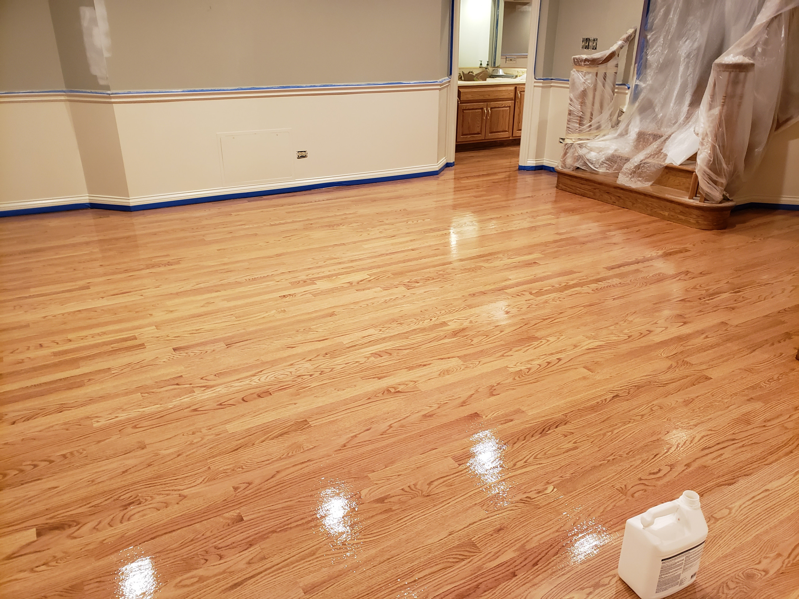 Mount Prospect,  2 and 1/4 red oak installed over radiant heat 3 coats Bona Mega