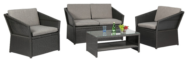 Mare 4 Piece Rattan Wicker Patio Set Tropical Outdoor Lounge Mare 4 Piece Rattan Wicker Patio Set
