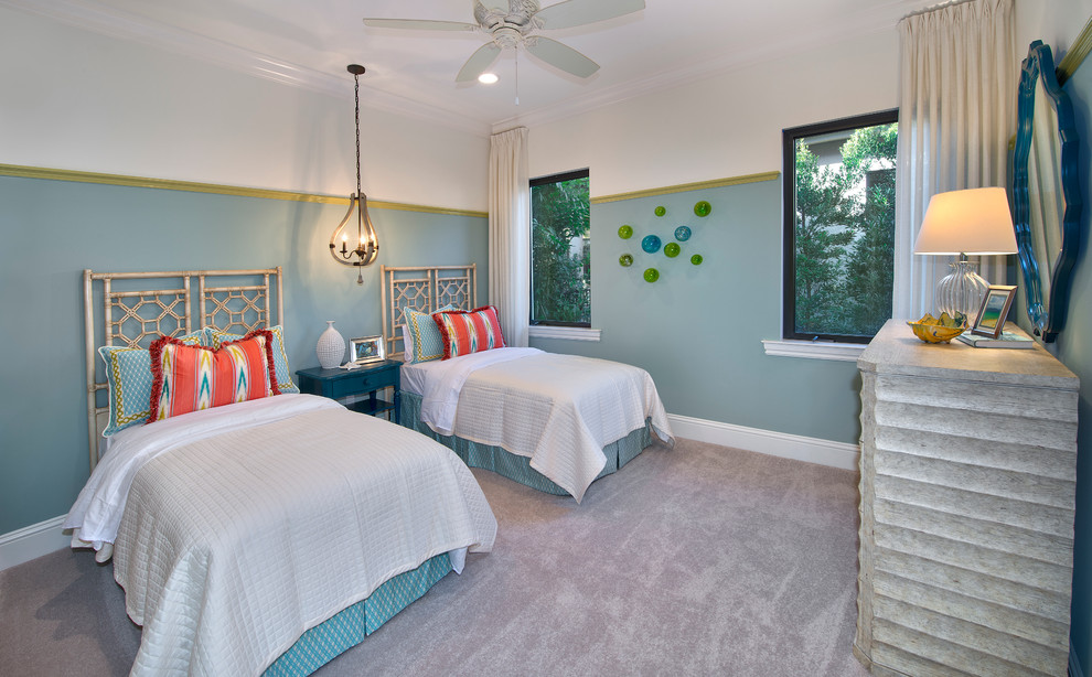 This is an example of a transitional bedroom in Miami.