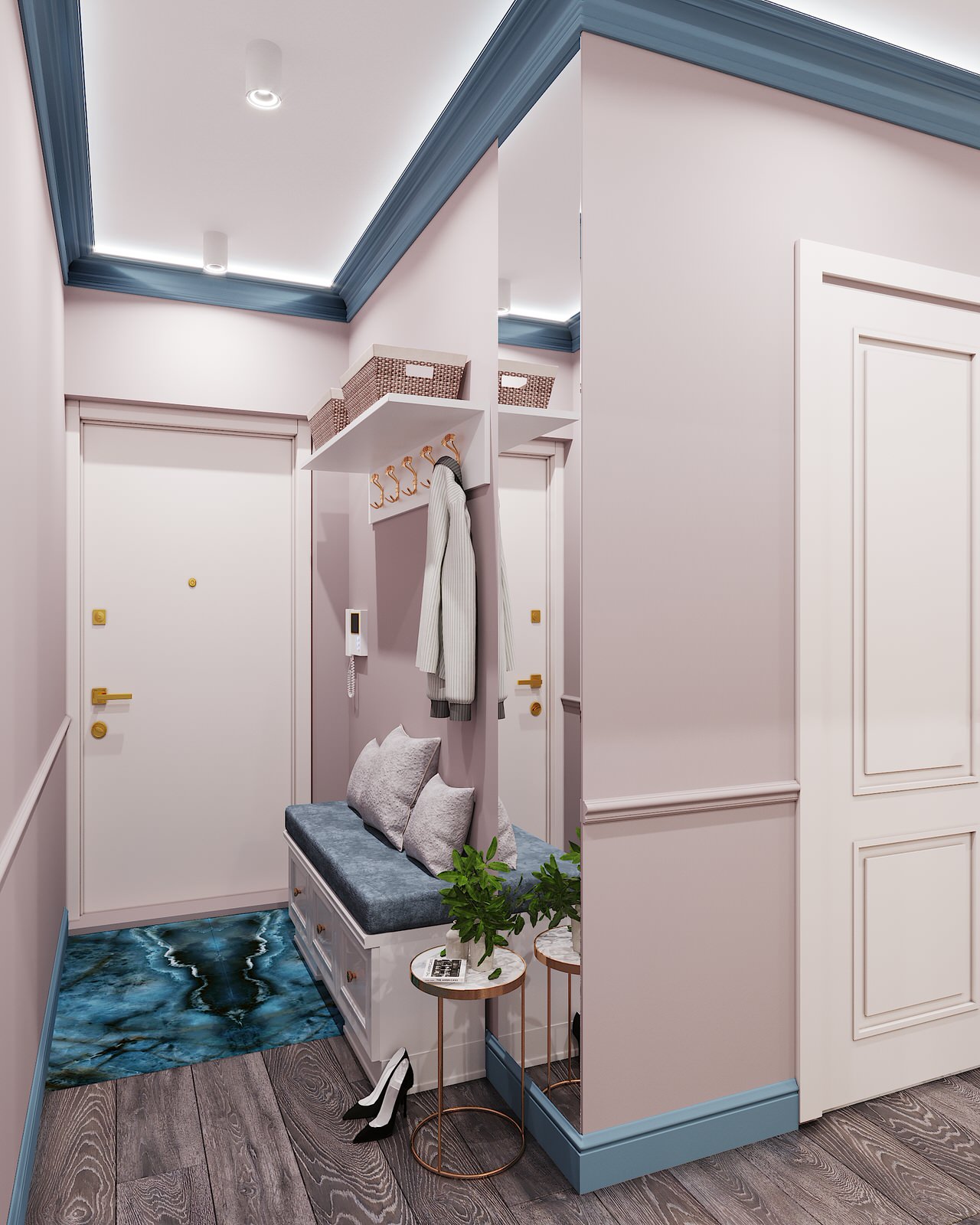 Дизайн-проект 2-х комнатной квартиры 55 м кв, в неоклассическом стиле