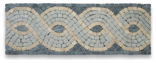 Wave Nero 4x12 Marble Mosaic Border Listello Tile Tumbled