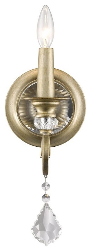 Ella 1-Light Wall Sconce, White Gold Multi-faceted Clear Crys