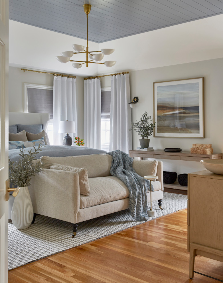 Example of a transitional bedroom design in New York