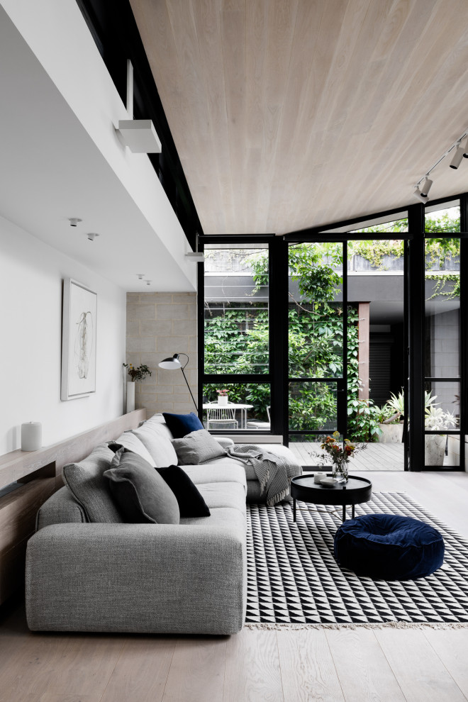 Inspiration for a contemporary living room in Melbourne.