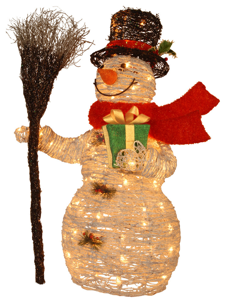 White Rattan Snowman Contemporary Holiday Accents And Figurines By National Tree Company
