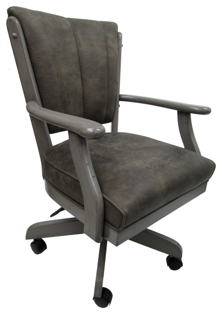 Caster Dining Chair On Wheels Solid Wood Classic Iron Gray Farmhouse Dining Chairs By Tobias Designs Houzz