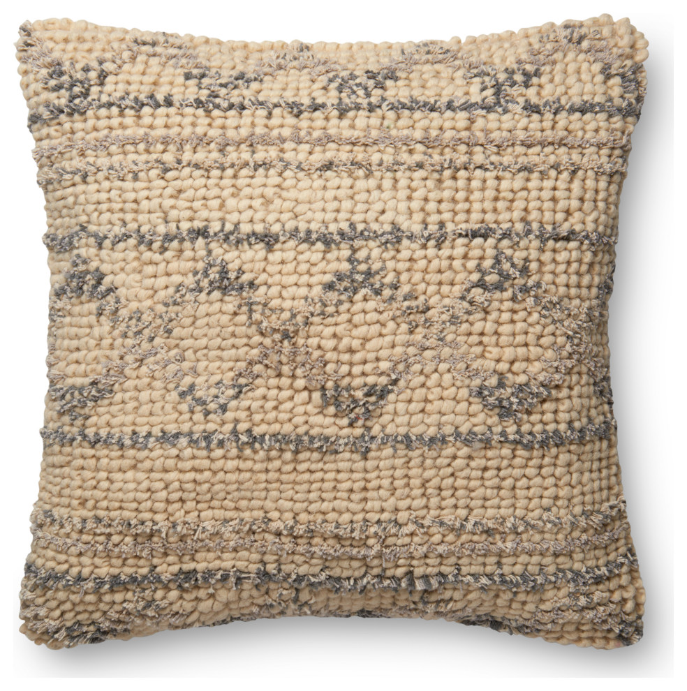 Woven Pattern on Cotton Base Decorative Throw Pillow, Blue/Natural, No Fill