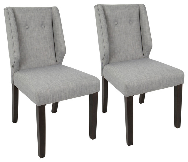 Rosario Contemporary Dining Chairs, Walnut, Set of 2, Light Gray