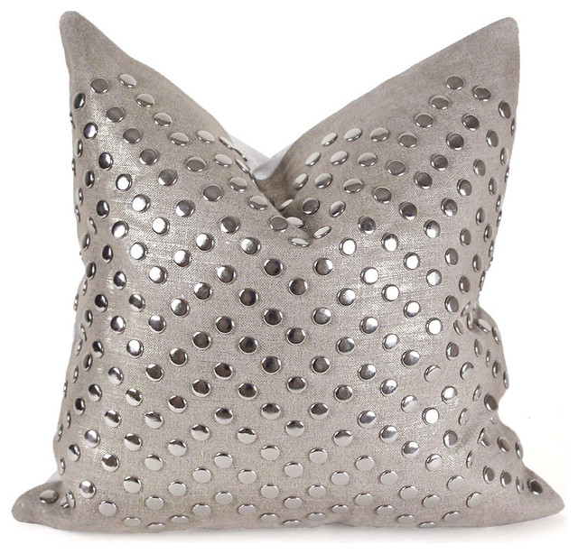 Metallic Linen Stud Pillow, 9 x 18