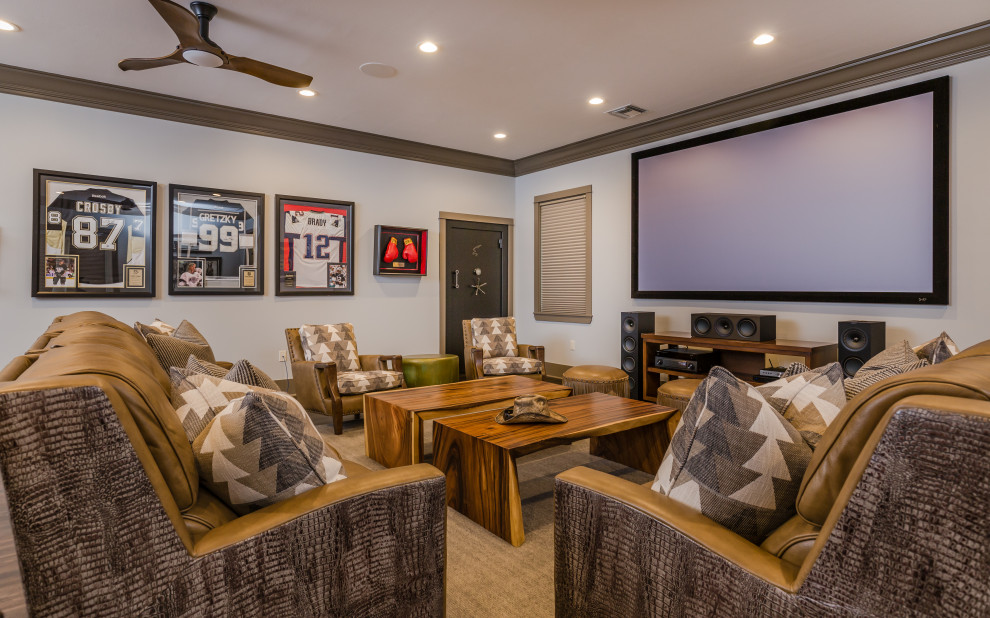 Home theater - rustic home theater idea