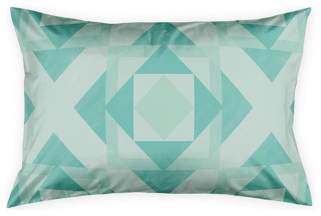 Turquoise Geo Pattern King Pillow Sham