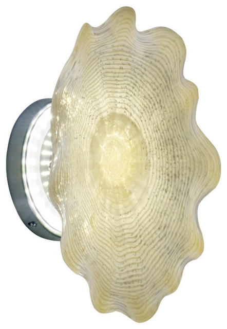 Dale Tiffany Beige Feather Art Glass 1-LT LED, Nickel, 12"