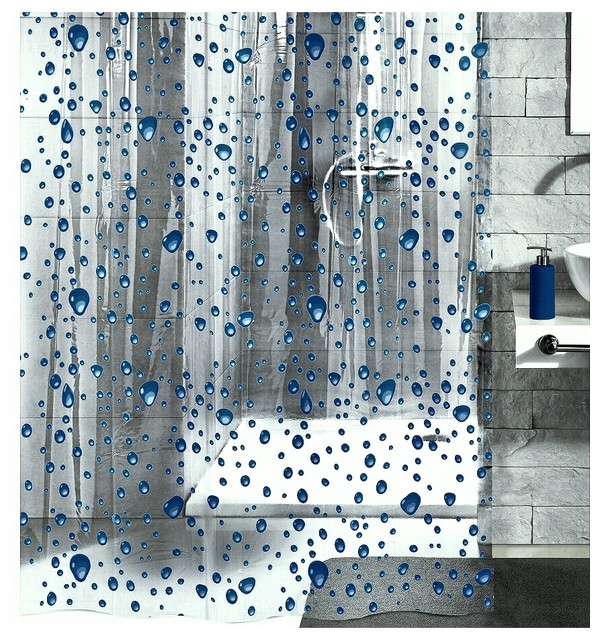 clear shower curtain with design