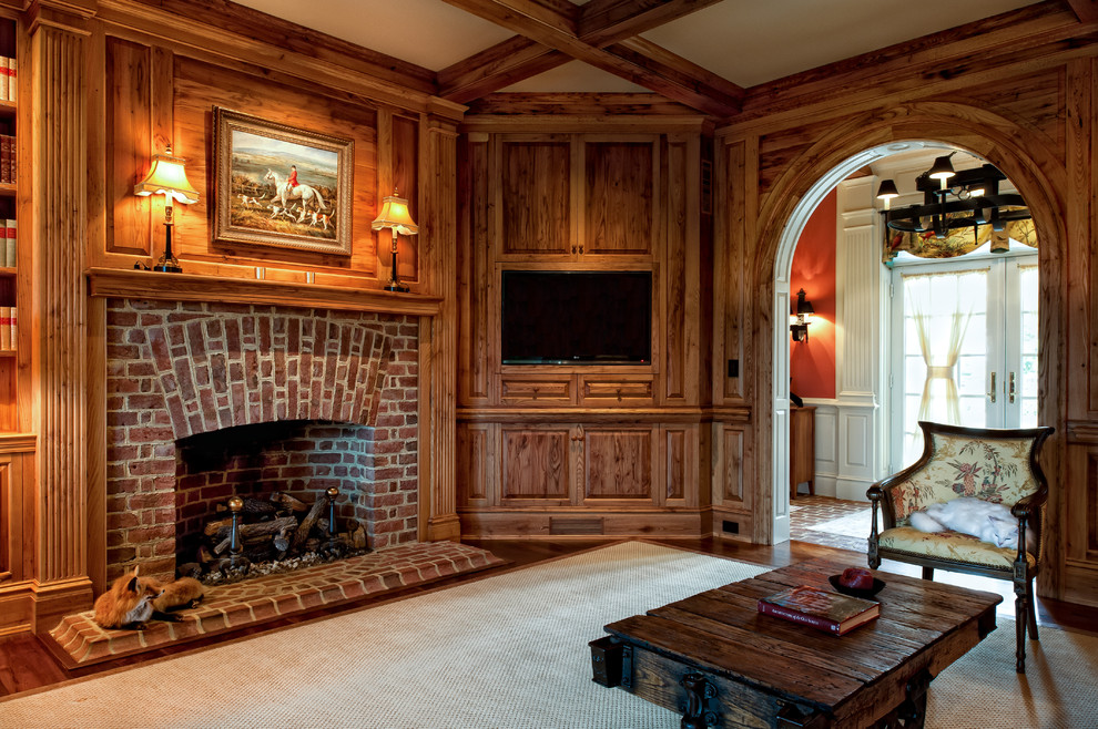 Custom Home with Walnut & Red Oak - Traditional - Living ...