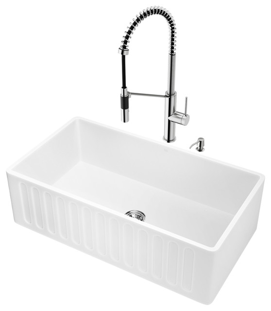 Vigo 33 Handmade Matte Stone Farmhouse Kitchen Sink With Livingston Faucet Contemporary Sinks By Industries - Matte Black Farmhouse Sink Faucet Vigo 33 Handmade Matte Stone Farmhouse Kitchen Sink With Livingston Faucet Contemporary Sinks By Industries - Matte Black Farmhouse Sink Faucet