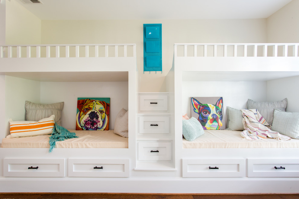 Inspiration for a transitional gender-neutral kids' bedroom in Richmond with white walls.