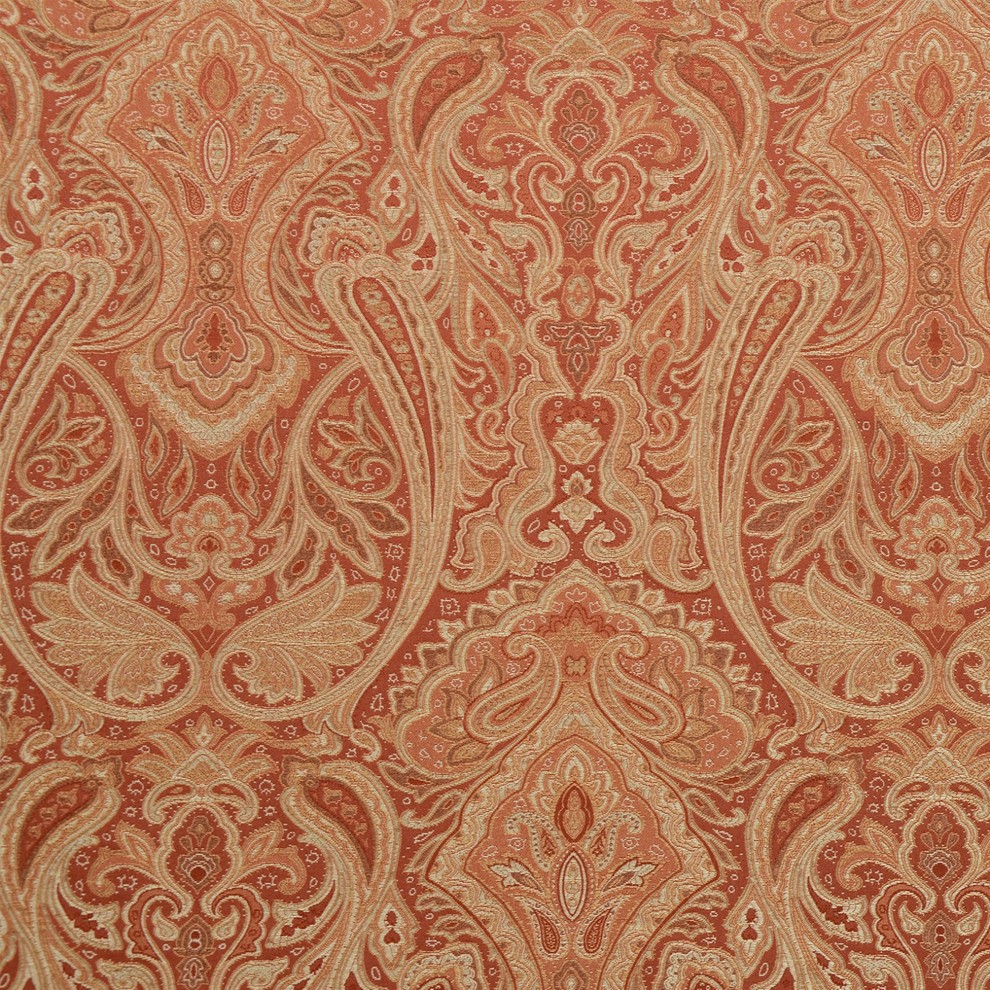 Cinnamon Brown Red Traditional Damask Upholstery Fabric - Mediterranean ...