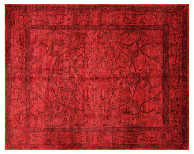 Overdyed Masako Pink/Pink Area Rug, 8'1"x10'3" Contemporary Area