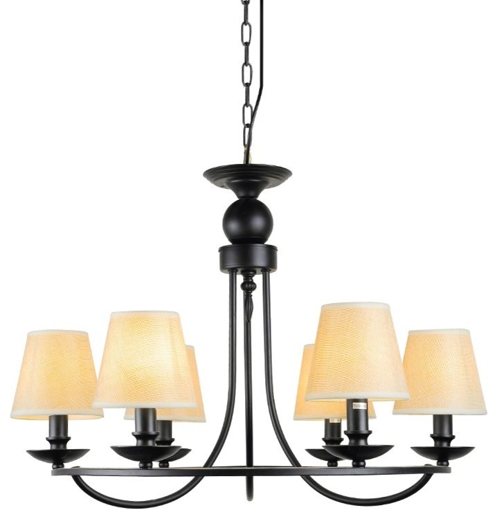 Candle-Style Chandelier With Fabric Shade, 6-Light