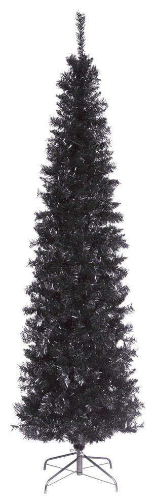 6' Black Tinsel Tree With Metal Stand