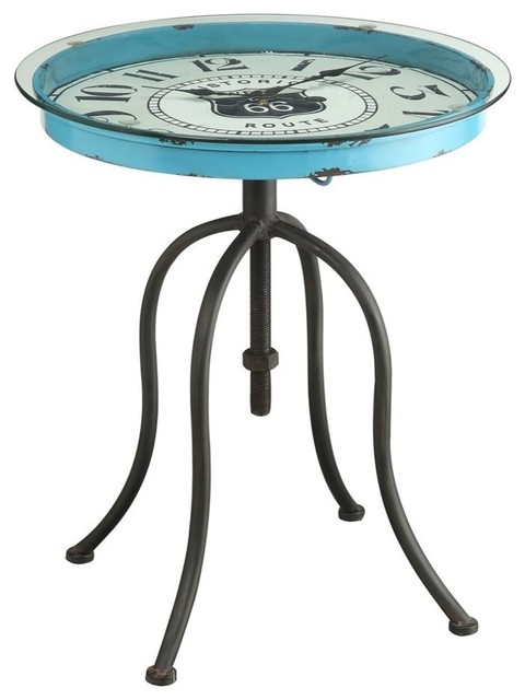 Blue Round Clock Table Industrial Side Tables And End By Powell - Clock Coffee And End Tables Blue Round Clock Table Industrial Side Tables And End By Powell - Clock Coffee And End Tables