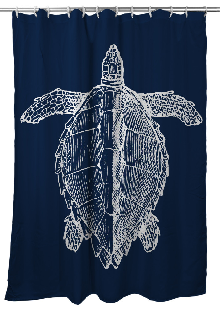 Vintage Sea Turtle Shower Curtain, Navy