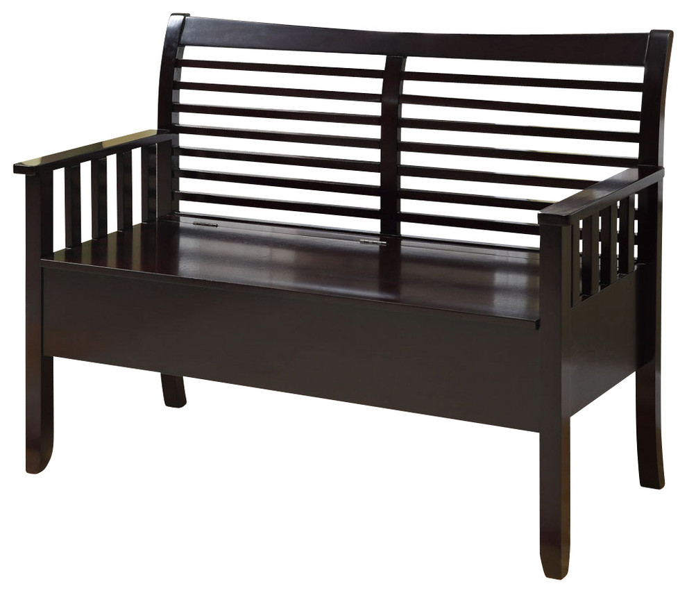 Solid Wood 48in.L Bench with Storage, Cappucino