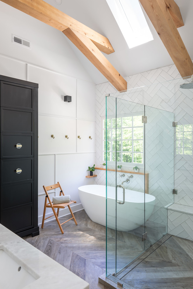 Raleigh Modern Farm Bath Renovation Farmhouse Bathroom Raleigh by Clearcut Construction