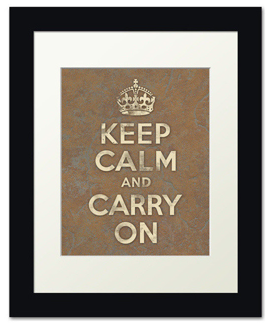 Keep Calm And Carry On, framed print (weathered texture)