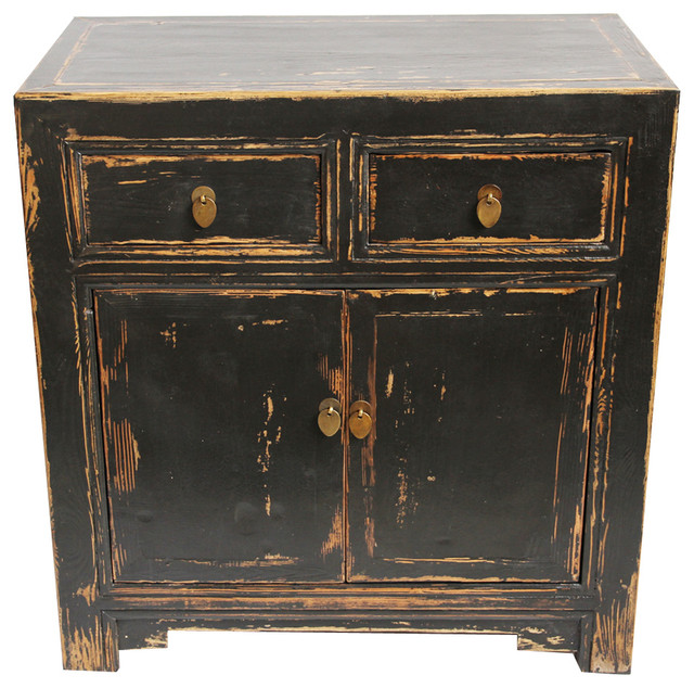 Black Distressed Sideboard Asian Accent Chests And