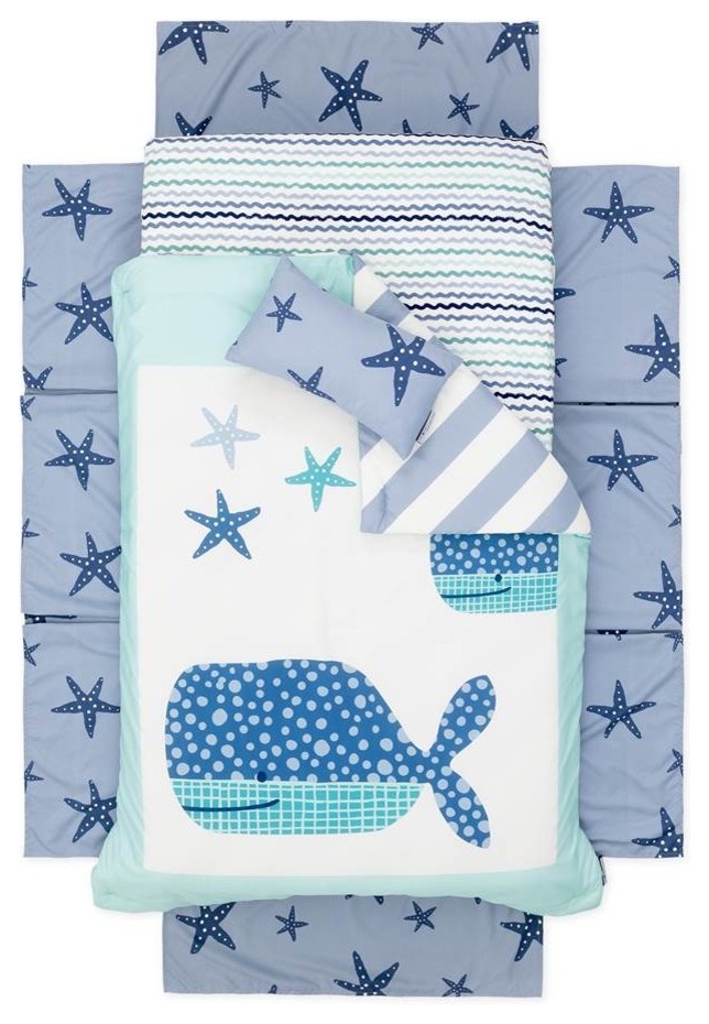 Dreamit Little Whale 3 Piece Baby Crib Bed Set And Pillow Beach