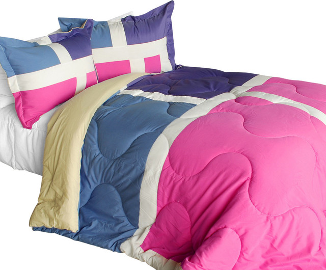 Nice Tamil Quilted Patchwork Down Alternative Comforter Set Contemporary Comforters And