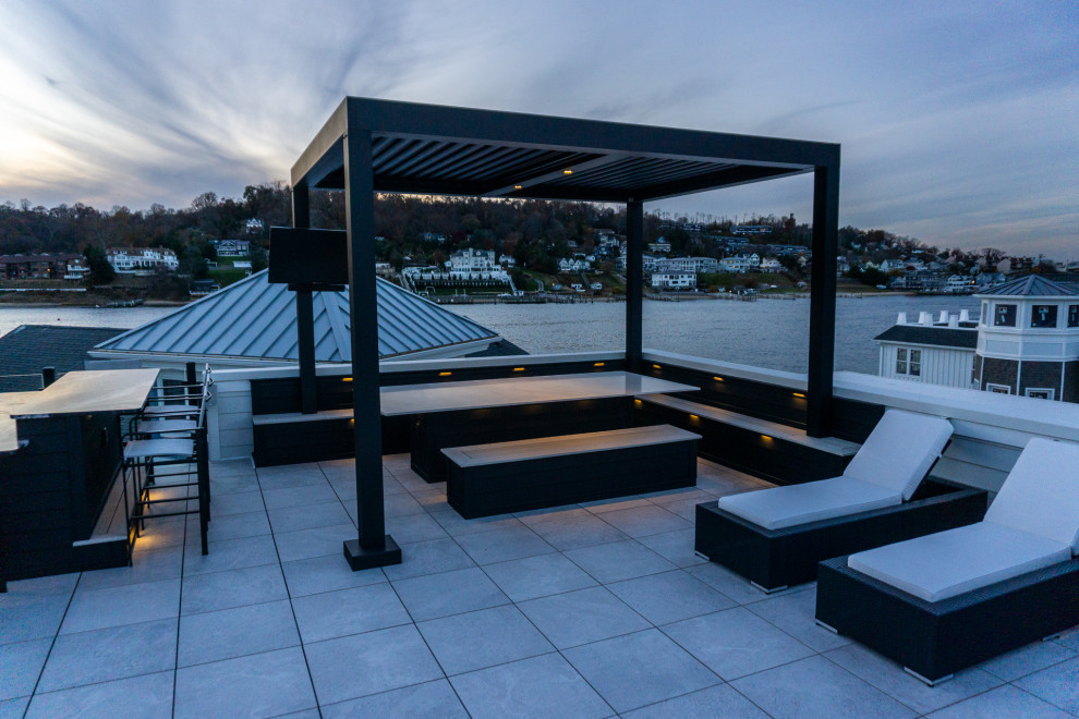 Sea Bright, NJ: Rooftop Installation (Outdoor Kitchen, Swim Spa, Pergola, Tile)