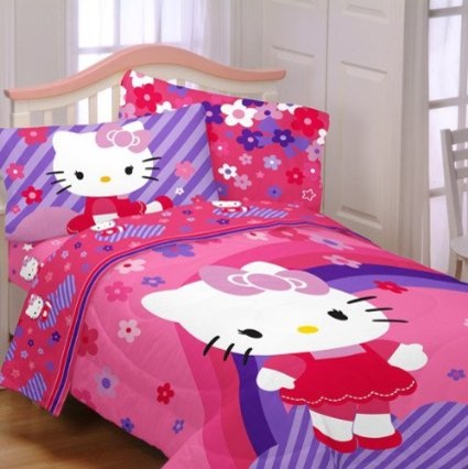Hello Kitty Raining Flowers 4-Piece Twin Bedding Set