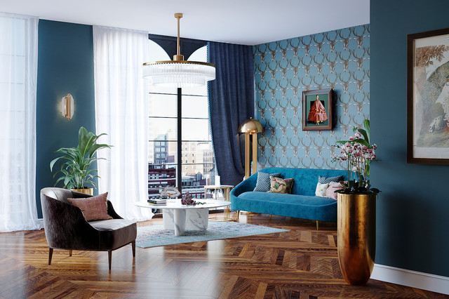 Apartments New York eklektisk-vardagsrum