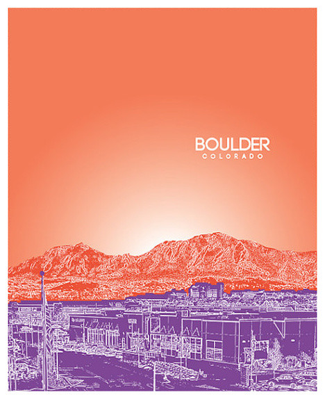 Boulder, Colorado City Skyline Art Poster - Contemporary - Prints And ...
