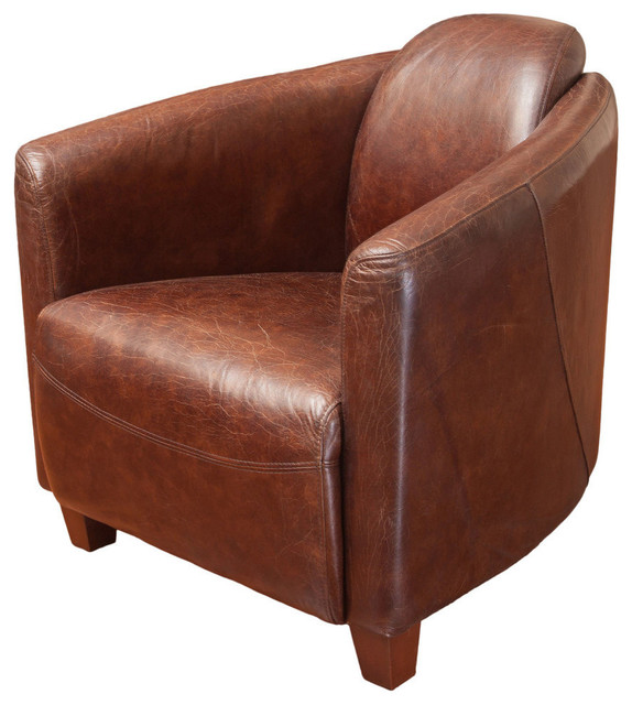 Rocket Brown Top Grain Leather Club Chair