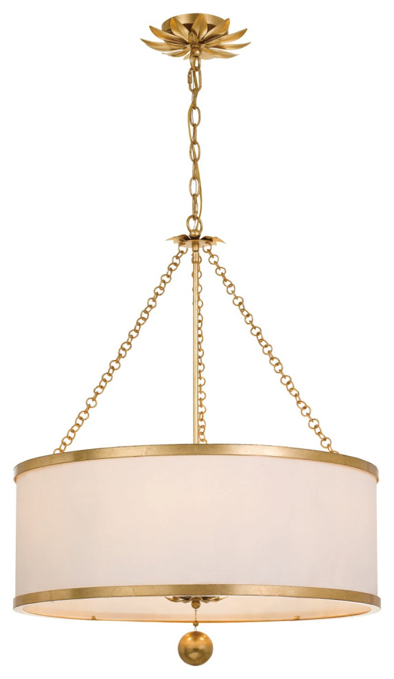 Crystorama 518-GA 6 Light Chandelier in Antique Gold with Silk